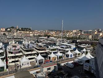 Yachts and marquees along the promenade at Cannes for the Cannes Lions Festival of Creativity 2025